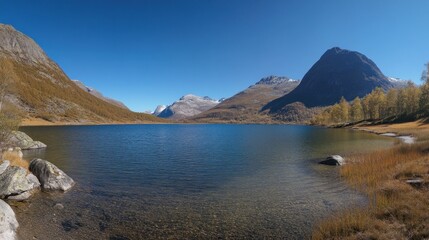 Serene mountain lake landscape