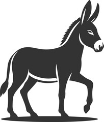 Donkey standing with one front leg bent vector silhouette animal design