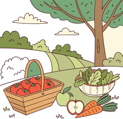 Healthy lifestyle and organic food concept with fresh fruits and veggies