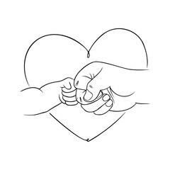 Hands of connection wrapped in love symbolize the bond between parent and child in a heart outline