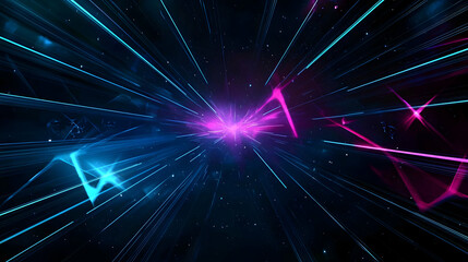 Fototapeta premium Abstract Futuristic Background With Dynamic Blue And Purple Light Trails