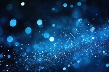 Abstract blue glitter bokeh, twinkling effect isolated