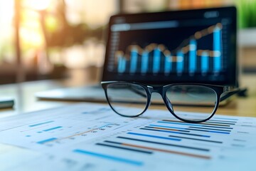 Digital project planning gantt chart with team working on laptop in modern office setting