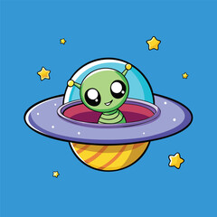 Cute Alien in UFO
