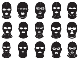 Balaclava mask silhouette white background