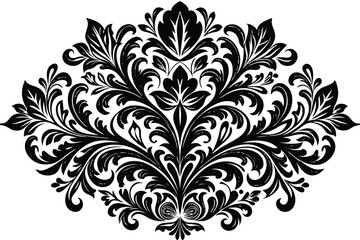 Obraz premium black silhouette damask seamless pattern