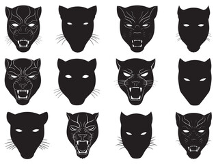 Black panther mask silhouette white background © Toseef