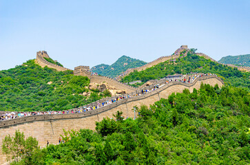 Chinese great wall in Beijing in summer during sunny day. China