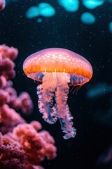 Pink Jellyfish in Aquarium