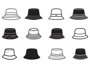 Bucket hat silhouette white background