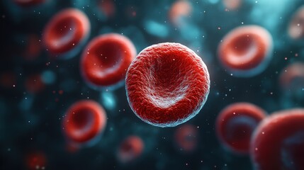 Naklejka premium Artistic rendition of red blood cells floating within a biological system