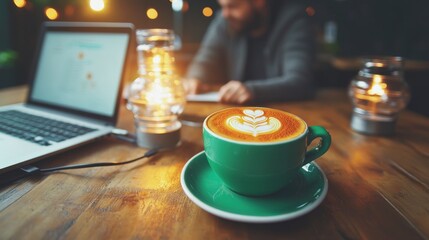 Team engaged in a productive brainstorming session surrounded by laptops and coffee cups in a collaborative space