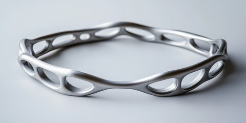 material science alloys concept. Stylish metallic bracelet with intricate design.