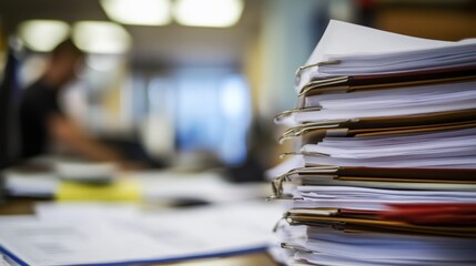Stack of papers on office desk