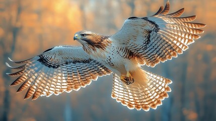 Majestic Hawk In Flight At Golden Hour