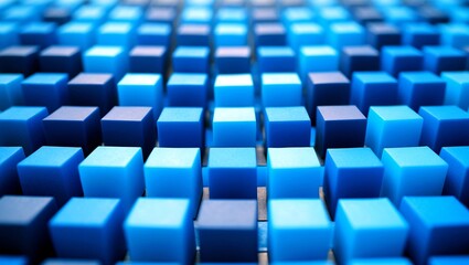 Obraz premium A grid of textured blue cubes with depth