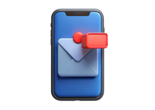 A New Message Arrives, A Notification Pops Up On Your Phone Screen, Bringing Exciting News Or Important Updates, With A Vibrant 3d Design Isolated on Transparent Background