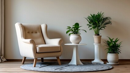 A serene indoor oasis with elegant decor elements