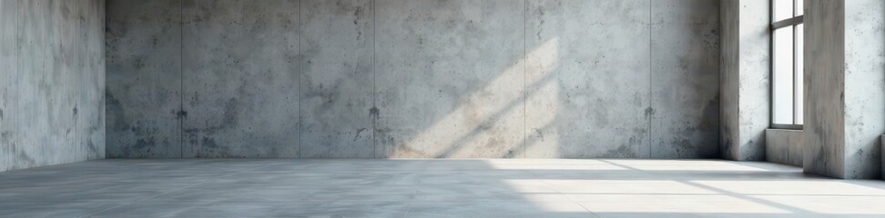 Vast, bare interior Concrete floor meets gray wall , background, industrial, cold