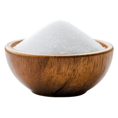 wooden bowl with white sugar isolated on transparent background Generative Ai.