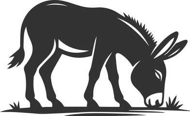 Obraz premium Donkey sniffing the ground vector silhouette animal design