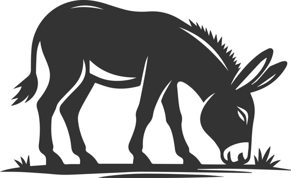 recommend clip art: Donkey sniffing the ground vector silhouette animal design