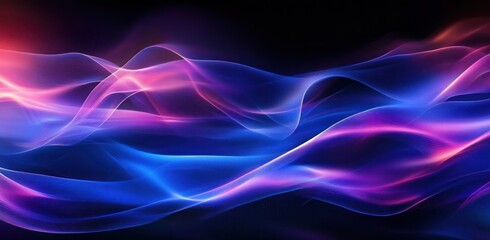 Futuristic Abstract Digital Art Flowing Neon Ribbons
