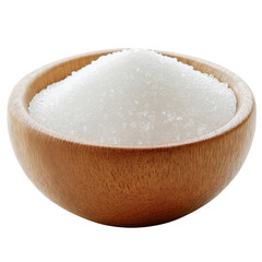 wooden bowl with white sugar isolated on transparent background Generative Ai.