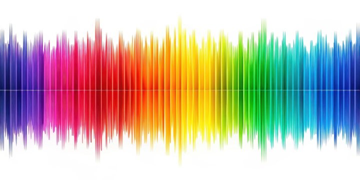 Electromagnetic spectrum diagram with colorful bars representing different frequency ranges on a white background, frequency, em electromagnetic