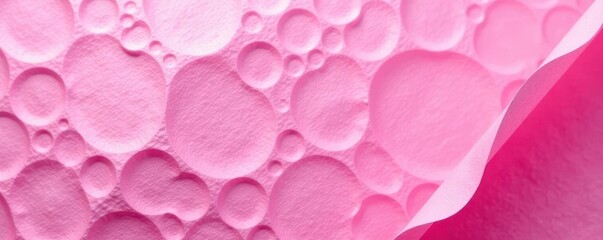 Fototapeta premium Pink bubble wrap and tissue paper texture closeup, pattern, pink, detail