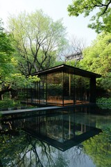 Fototapeta premium Modern Japanese Garden Pavilion
