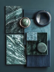 Elegant green marble textures and patterns arranged artistically on a dark background showcasing natural beauty and design inspiration concept