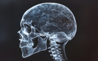 49. A skull X-ray showing a cracked skull from an impact injury