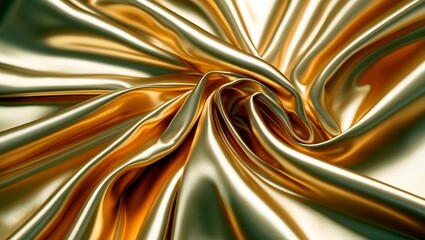 Close up of shiny gold satin fabric texture