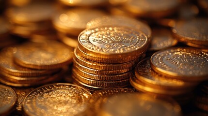 A striking image of shimmering gold coins, symbolizing wealth and prosperity