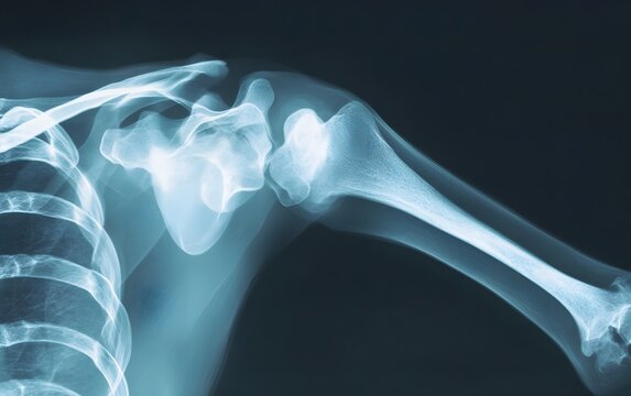 63. A shoulder X-ray showing acromioclavicular joint separation
