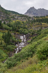 Fototapeta premium Mokowanis Cascade, Mokowanis river, Stoney Indian pass, Glacier National Park, Montana, USA
