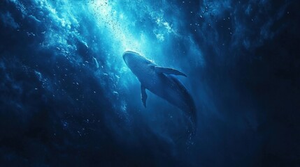 Naklejka premium Whale in Deep Ocean
