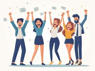 Team Celebration of Success and Achievement Joyful Friends Triumph in Victory