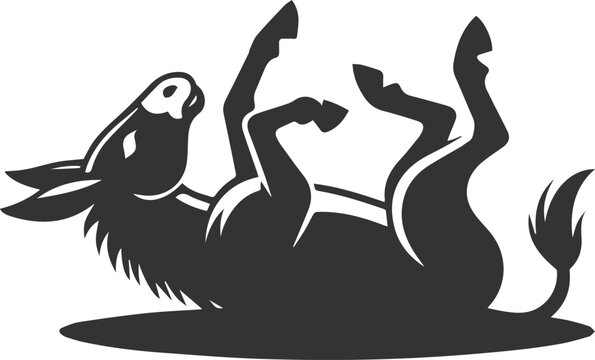 black donkey rolling on back clip art preview
