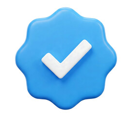 3D Verified Badge Icon in Vibrant Blue