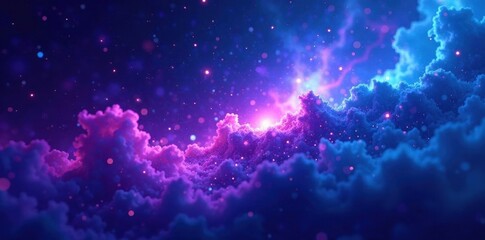 Fototapeta premium Fluid cosmic nebula, vibrant blue-purple light streaks Abstract background , light, sky, glow