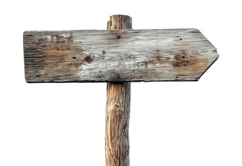 Naklejka premium Vintage wooden guidepost sign with empty space for direction and information against a white or transparent background