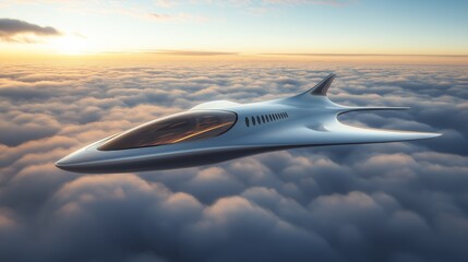 A sleek, white private jet soaring high above the clouds, captured in a realistic style with sharp details and vibrant colors. 