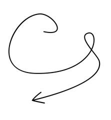 Curved and spiral arrows fine line, curved arrows handmade, arrows illustrations