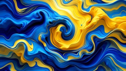 Obraz premium Dynamic swirls of blue and yellow fluidity