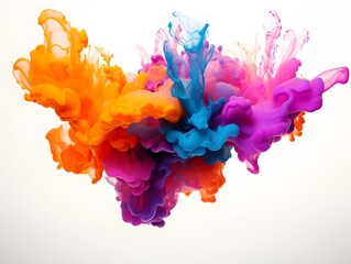 Vibrant Acrylic Color Splash in Water on Abstract White Background