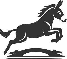 Donkey jumping over an obstacle vector silhouette animal design