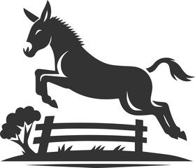 Donkey jumping over an obstacle vector silhouette animal design