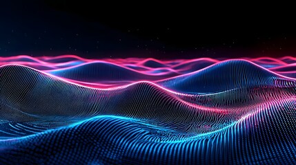 Futuristic Digital Landscape with Glowing Lines and Sci Fi Visualization